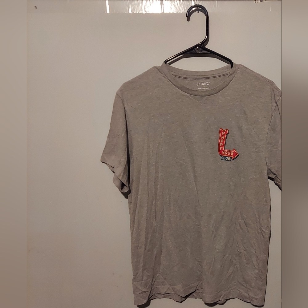 J. Crew Crewneck Graphic Tee Tshirt Size Medium Grey Gray Casual Cotton
